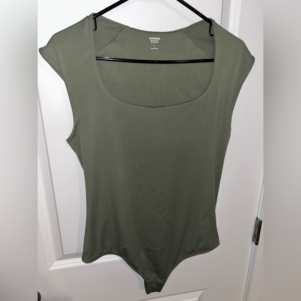 NWOT Express Army Green Fitted Cap Sleeve Body Suit